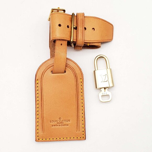 Authentic Louie Vuitton Luggage tag with Lock and Key ShinyGold